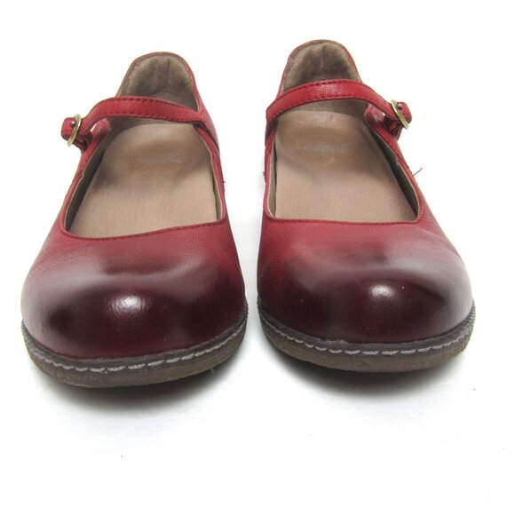 Dansko Loralie 37 US 6.5 7 Burnished Red Leather Hidden Wedge Mary Jane VGUC - Picture 7 of 16